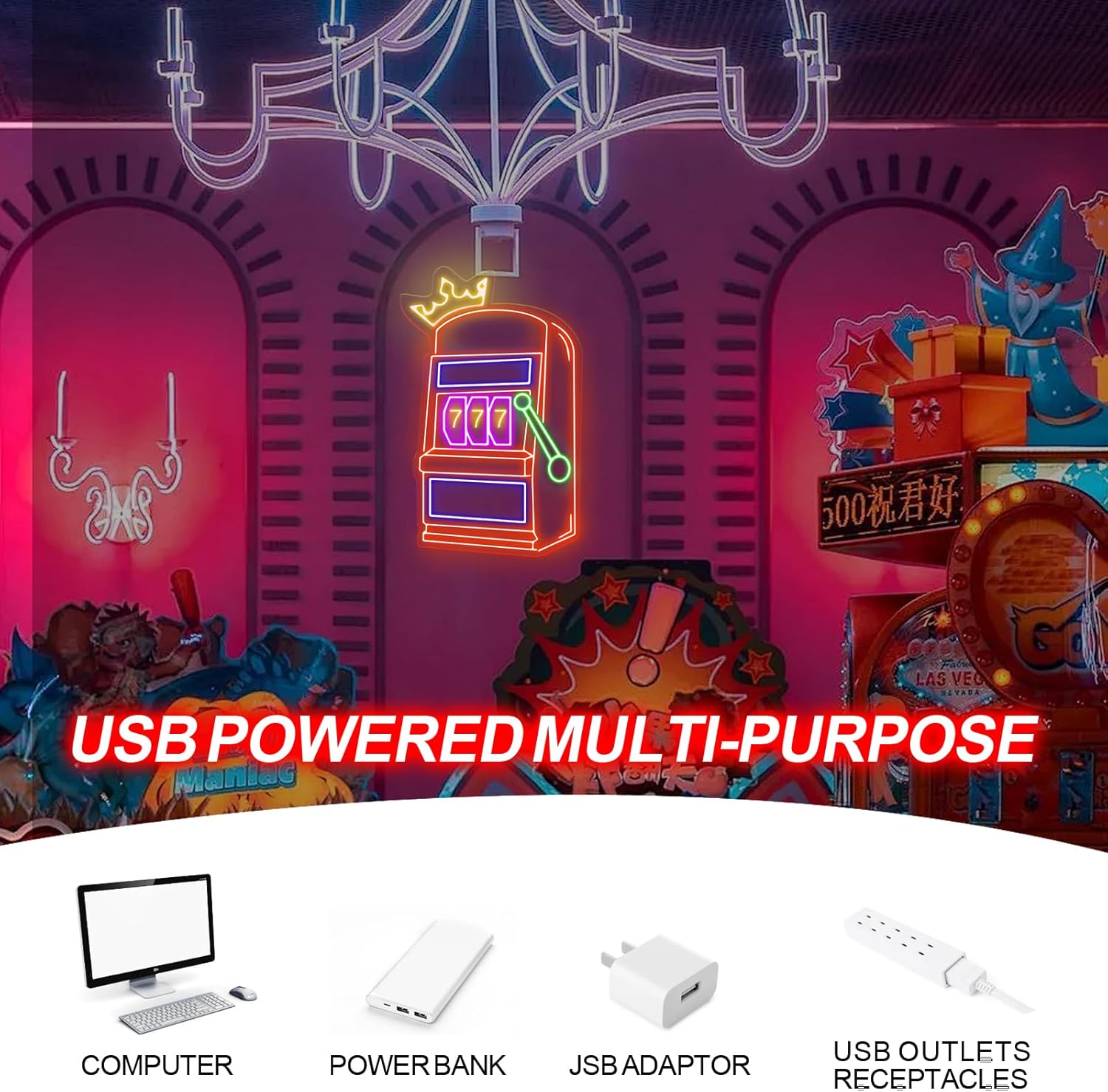 슬롯머신 네온사인 게임 아이콘 카지노용 USB 전원 L - Outdoor Power Garage 리뷰 및 가격