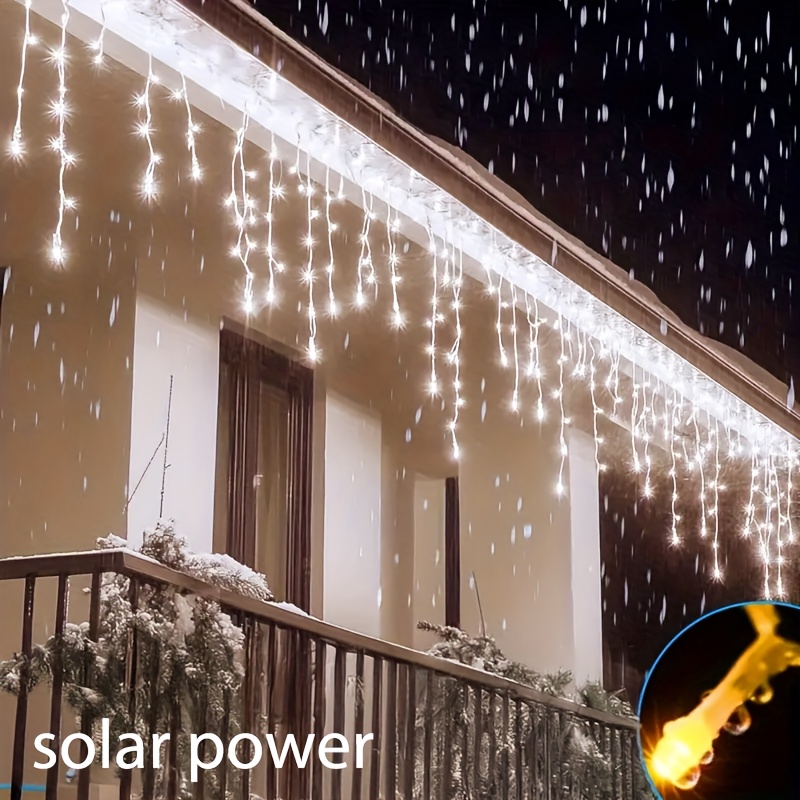 태양광 충전식 야외 고드름 모양 스트링 조명, 8가지  - Outdoor Solar Power Xmas Lights 리뷰 및 가격