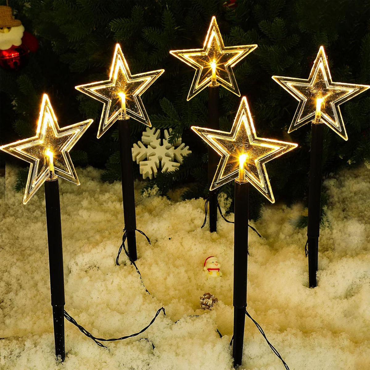 5Pcs 크리스마스 통로 조명 방수 눈송이/크리스마스  - Outdoor Solar Power Xmas Lights 리뷰 및 가격