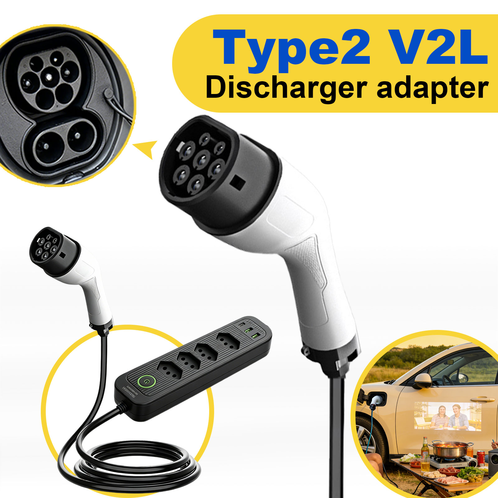 타입2 V2L 방전 어댑터 16A 브라질 소켓 EV - - Outdoor Power Parts 리뷰 및 가격