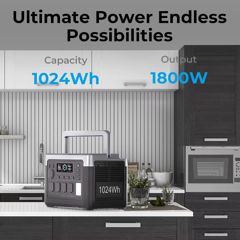 EU 미국 창고 1800W 1024Wh 무소음 태양광  - Outdoor Power Usa 리뷰 및 가격